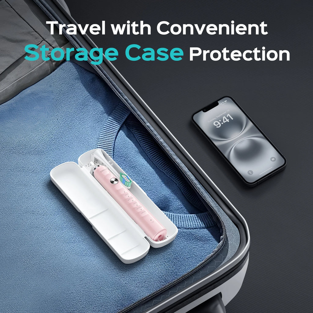 CX40 Electric Toothbrush for Adults and Teen,Wireless Rechargeable Tooth Brush,Youth with Portable Travel Case,5 Modes 47000 Vpm Power Toothbrushes 6 Brush Heads ,70Day Battery Life Pink