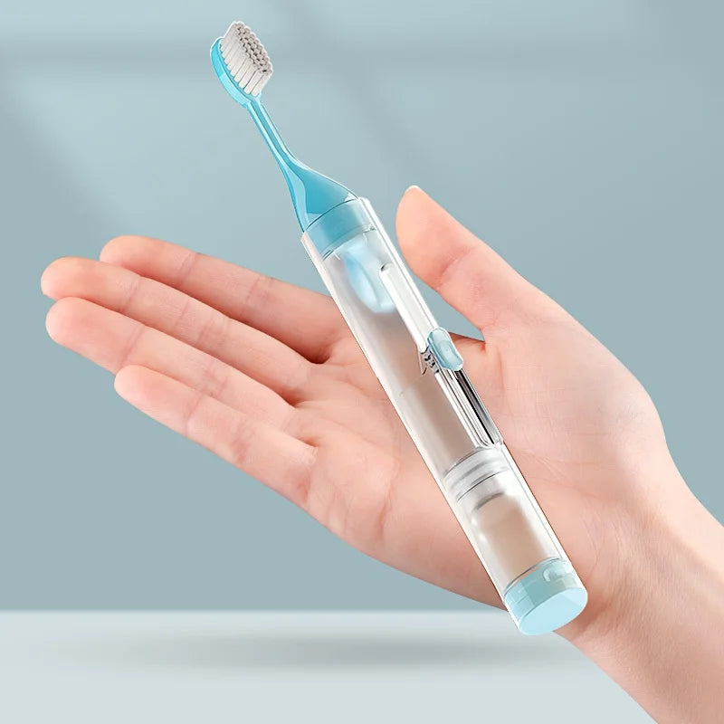 Portable Folding Toothbrush Fold Travel Camping Hiking Outdoor Easy to Take Plastic Foldable Teethbrush Toothpaste Storage Kit