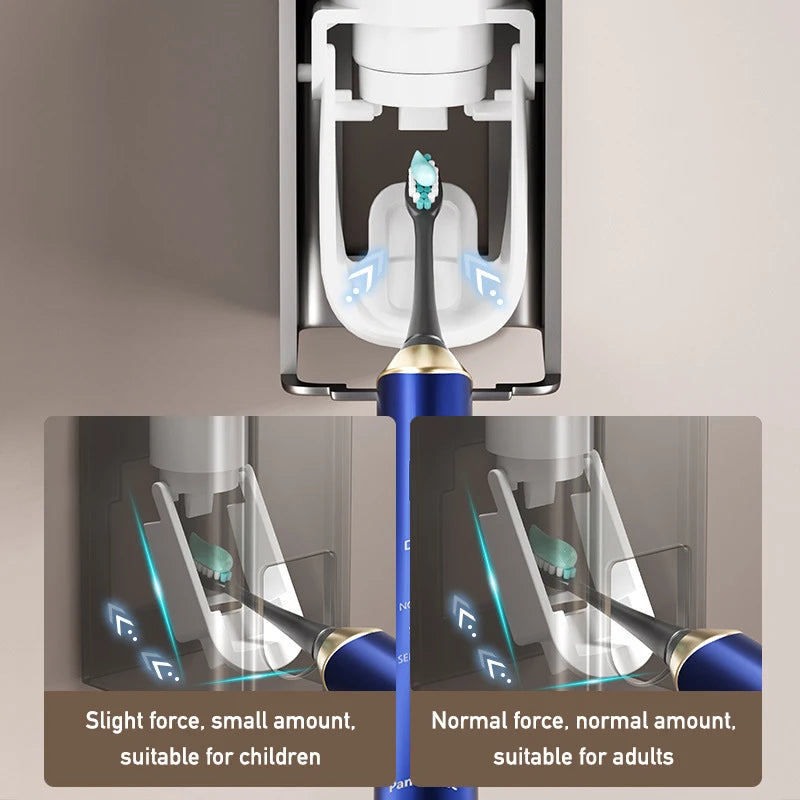 Creative Aluminum Toothpaste Dispenser Automatic Sensor Metal Wall Mounted Tooth Paste Squeezer Device with Toothbrush Holder