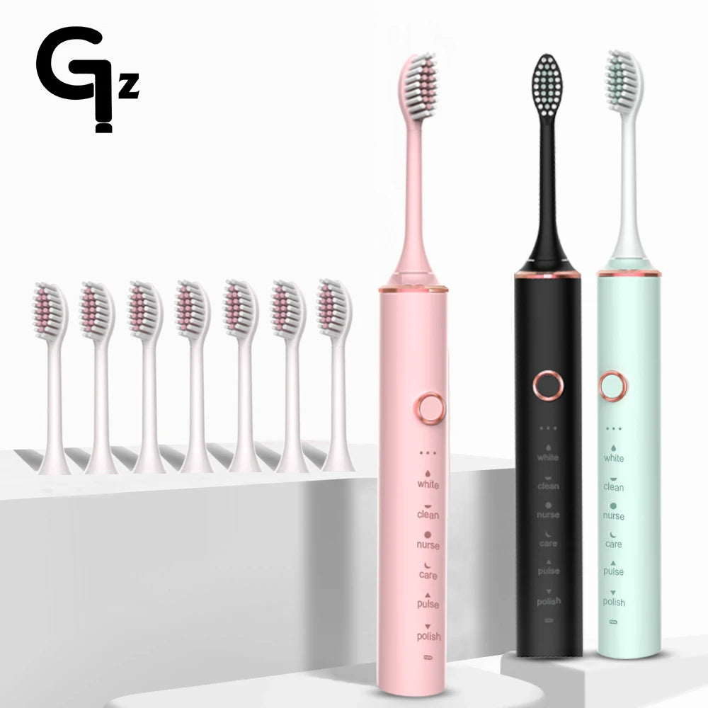N100 Adult Timer Brush 6 Modesonic Electric Toothbrush USB Charger Rechargeable Tooth Brushes Replacement Heads Set Valentine
