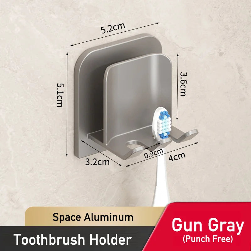 Creative Aluminum Toothpaste Dispenser Automatic Sensor Metal Wall Mounted Tooth Paste Squeezer Device with Toothbrush Holder