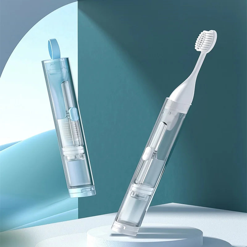 Portable Folding Toothbrush Fold Travel Camping Hiking Outdoor Easy to Take Plastic Foldable Teethbrush Toothpaste Storage Kit