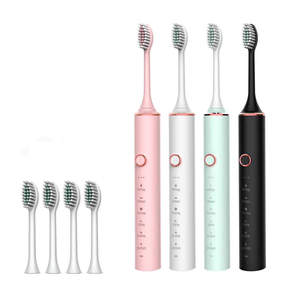 N100 Adult Timer Brush 6 Modesonic Electric Toothbrush USB Charger Rechargeable Tooth Brushes Replacement Heads Set Valentine