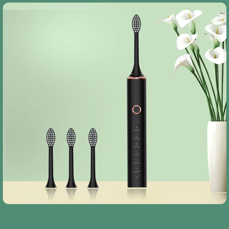 N100 Adult Timer Brush 6 Modesonic Electric Toothbrush USB Charger Rechargeable Tooth Brushes Replacement Heads Set Valentine