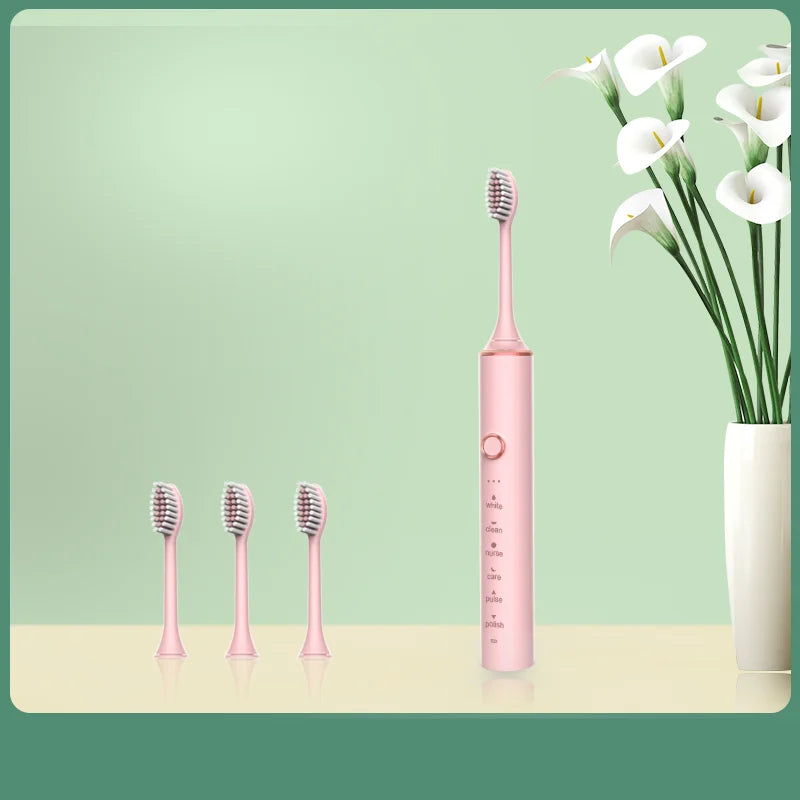 N100 Adult Timer Brush 6 Modesonic Electric Toothbrush USB Charger Rechargeable Tooth Brushes Replacement Heads Set Valentine