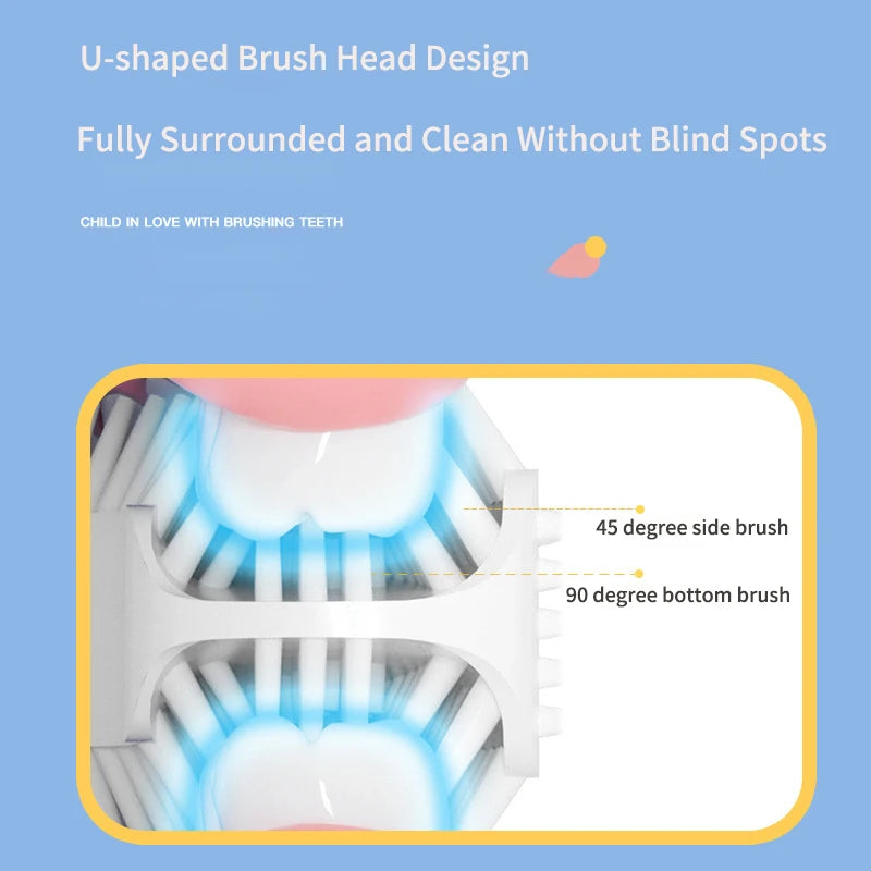360 Degrees U-Shaped Electric Toothbrush Rechargeable Intelligent Automatic Sonic Tooth Brushes for Adults Children Teeth Whiten