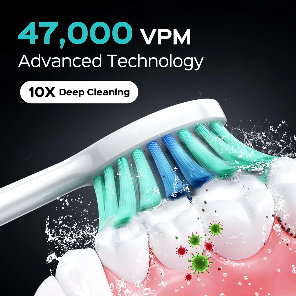 CX40 Electric Toothbrush for Adults and Teen,Wireless Rechargeable Tooth Brush,Youth with Portable Travel Case,5 Modes 47000 Vpm Power Toothbrushes 6 Brush Heads ,70Day Battery Life Pink