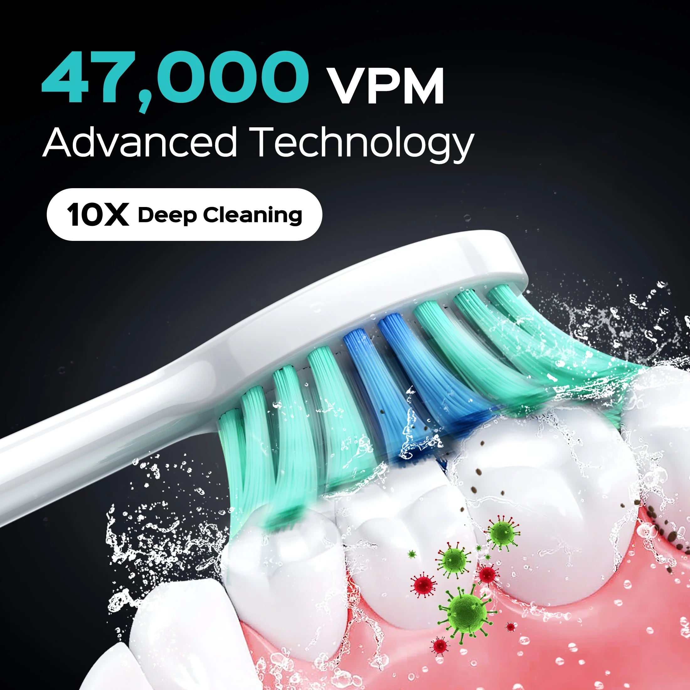 CX40 Electric Toothbrush for Adults and Teen,Wireless Rechargeable Tooth Brush,Youth with Portable Travel Case,5 Modes 47000 Vpm Power Toothbrushes 6 Brush Heads ,70Day Battery Life Pink