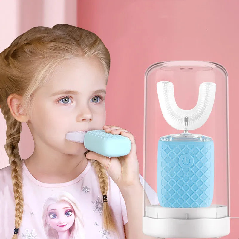 360 Degrees U-Shaped Electric Toothbrush Rechargeable Intelligent Automatic Sonic Tooth Brushes for Adults Children Teeth Whiten